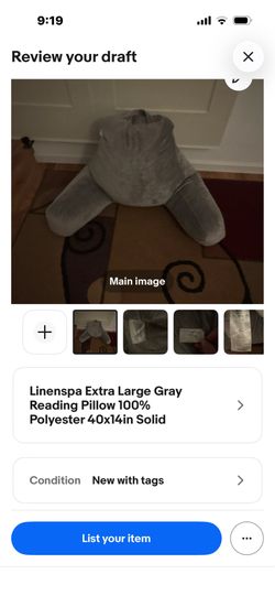 Linenspa Extra Large Gray Reading Pillow 100% Polyester 40x14in Solid