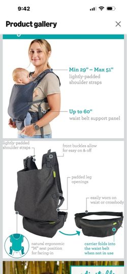 Infantino Fold & Go 2-in-1 Baby Carrier 12-40 lbs, Gray