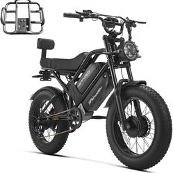 HAPPYRUN G70 Pro 5000W Peak Dual Motor Electric Bike for Adults, 38Ah Removable Battery, 36MPH All-Terrain 20" Fat Tire E-Bike, 85+ Miles, for Off-Roa