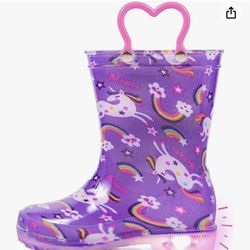 Outee Toddler Kids Adorable Lightwight Waterproof Rain Boots Light Up by Steps