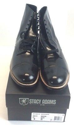 Stacy Adams Mens 00015 Madison Leather Cap Toe Ankle Dress BOOTS Black 9 Medium (d M)