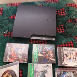 Playstation 3 Console, Wires, Controllers And Ps1 RpG Games Tested