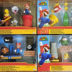 New In Box 4 Sets Of Super Mario Diorama Set