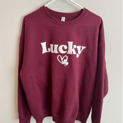 Unisex Size XL “Lucky” Crewneck Sweatshirt, NEW