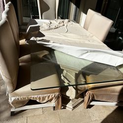 Glass table and columns