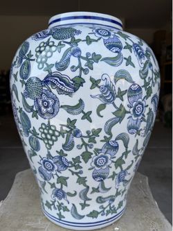 BRAND NEW D13.5x23” X-Large Decorative Porcelain Ginger Jar Flower Vase