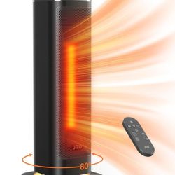 Space Heater, Indoor Use, JRD 24" Fast Electric Heater With Remote, Thermostat, Night Light, 4 Mode 80 degree Oscollation, Timer Safe Protection