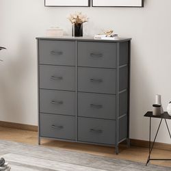 8 Drawer Dresser Modern Storage Clothes Organizer Bedroom Living Room Entryway Black Fabric Bins