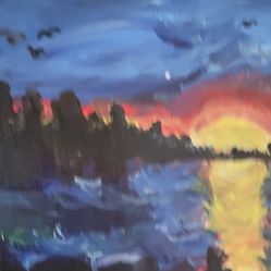 Original Sunset Painting By Mary Penniston 