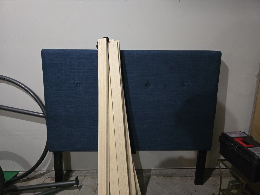 Full Size Bed Blue Fabric Frame
