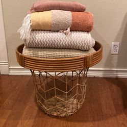 Basket Throw Blankets And Breakfast Caddy Bundle