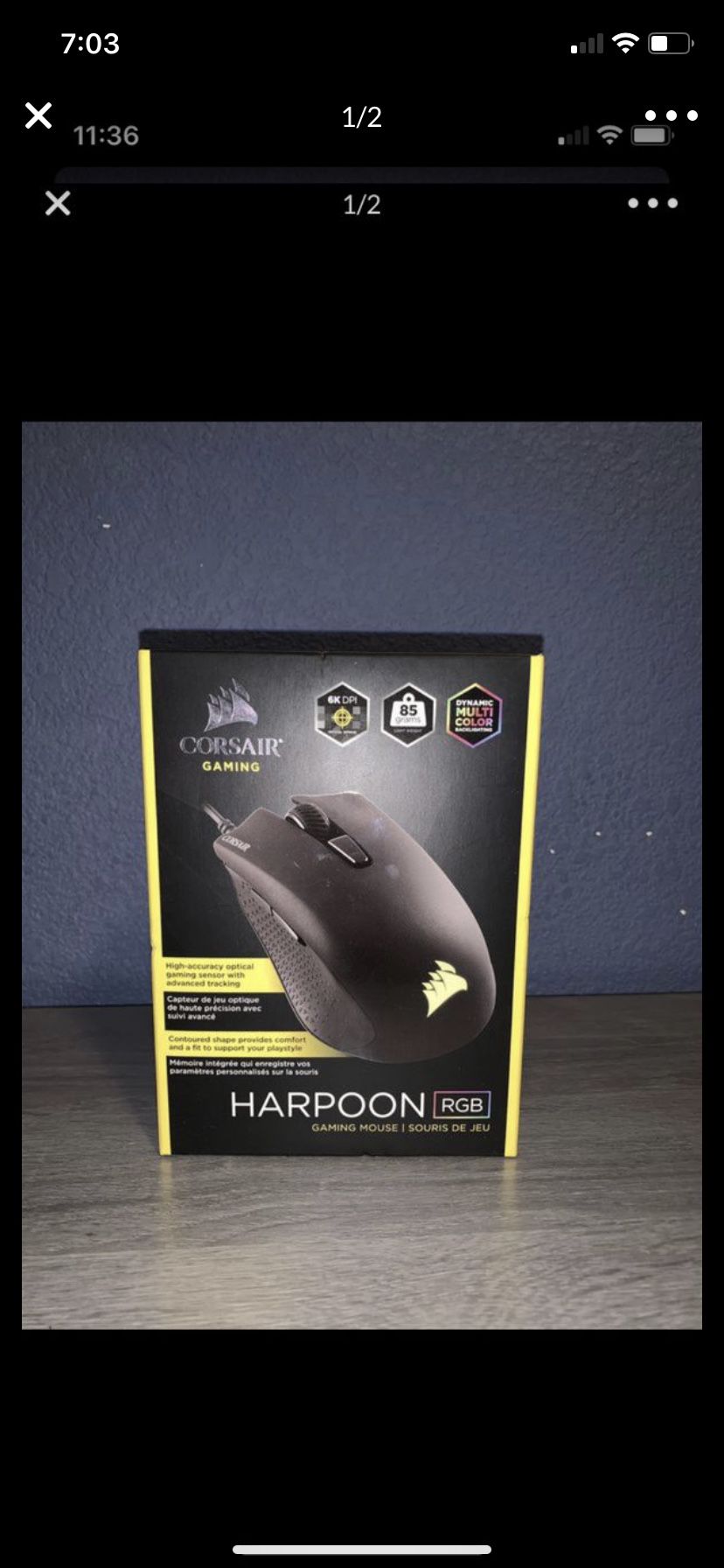 Corsair harpoon RGB gaming mouse
