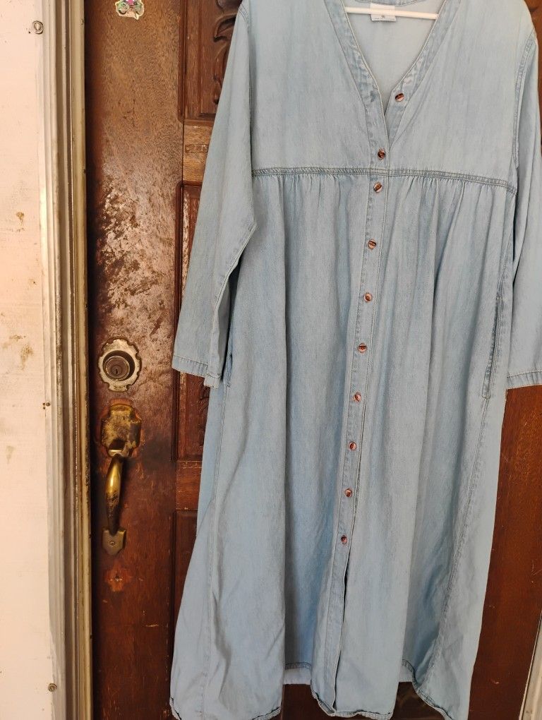 Boho Long Women's Denim Dress Women's Medium