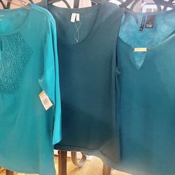 3 Ladies Tops In Shades Of Green