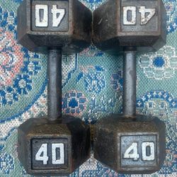 PAIR  OF  40  LB.  DUMBBELLS