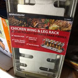 Brinkmann chicken wing and leg rack adjustable Heights holds up to 12 chicken legs durable stainless steel