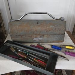 Antique Tool Box With Tools 