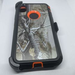 For iPhone XR Orange Tree Camouflage Case With Belt Clíp 