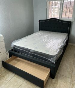 Full size bed frame with mattress