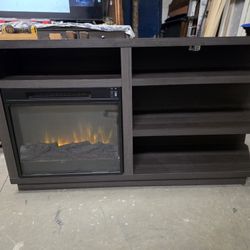 Modern Gray TV Stand with Electric Fireplace