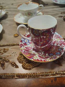 Floral Porcelain Demitasse Cup and Saucer