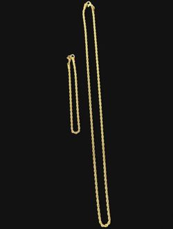 Gold rope 4mm chain and bracelet