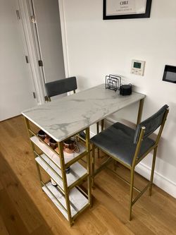 Barstool dining table set with 2 chairs