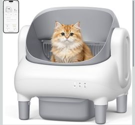 Automatic Litter Box,Self Cleaning Cat Litter Box with App Control, Open-Top Large Space, Dual Safety Sensors, Ultra-Quiet, for Multiple Cats, Light G