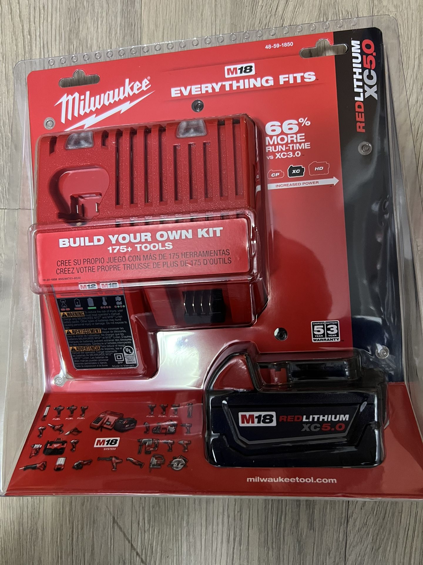 Milwaukee M18 18-Volt Lithium-Ion XC Starter Kit with One 5.0Ah Battery and Charger