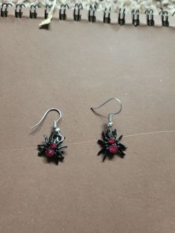 Ruby spider earrings