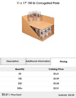 11 x 17" 150 lb Corrugated Pads (50 Count) 