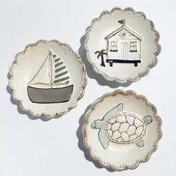 mudpie 3-pc Nautical Coaster/Jewelry Dish Set NWT