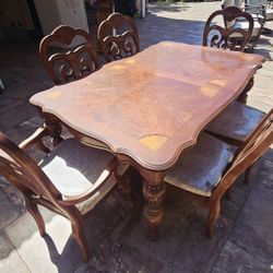 Beautiful Extendable Wood Dining Table + 6 Chairs (Sturdy, Elegant)
