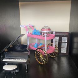 Doll Tea Set, Grand Piano & China Cabinet