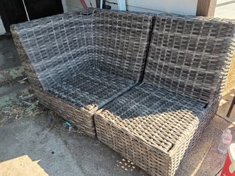 Two piece outdoor wicker sectional