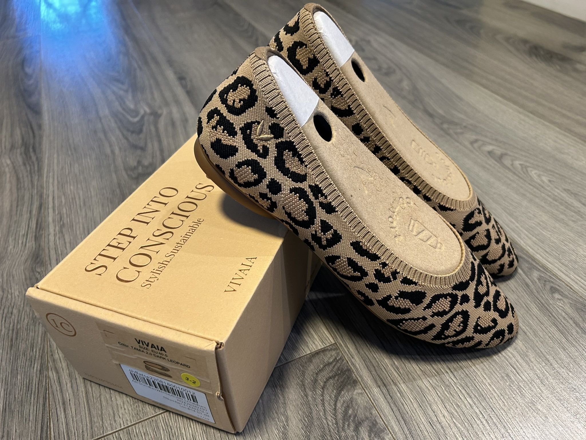 Vivaia Almond-Toe Ballet Flats (Tamia 2.0) Leopard Print Women’s Shoes 40.5/ 9-9.5