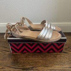 Seychelles Women’s Botanical Silver Metallic Wraparound Sandals Shoes w/ Box