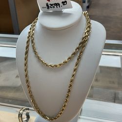 10K ROPE Necklace 19.2 Grams