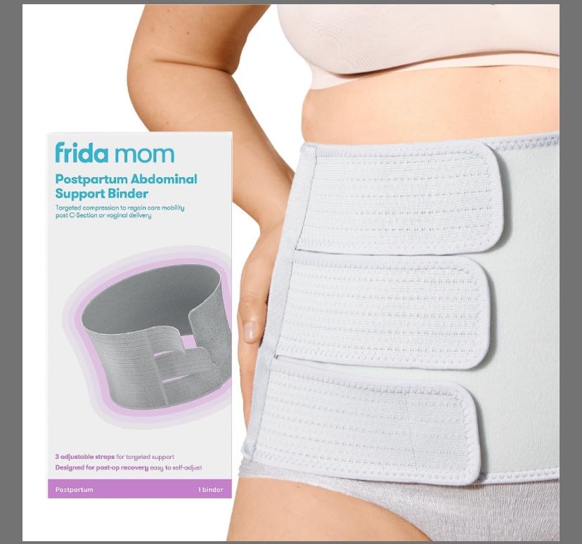Frida Mom Belly Binder, Postpartum Essentials For Natural And C-Section Recovery, Adjustable Compression Wrap One Size