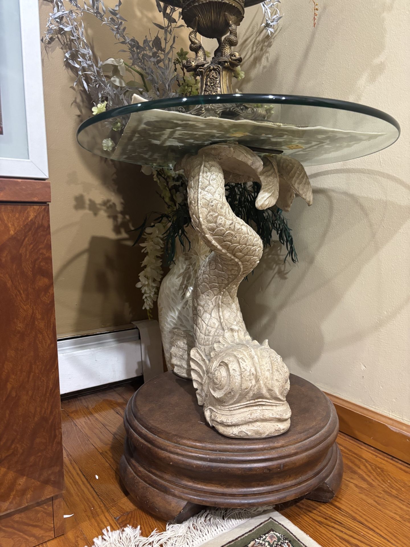 Fish Glass Top End Table