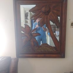 Palm. Tree Metal For Wall With Mirror 