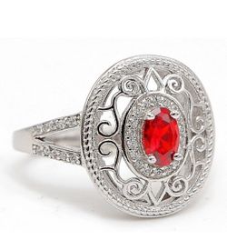 3CT Fire Garnet 925 Solid Sterling Silver Promise Engagement Ring Jewelry Sz 9