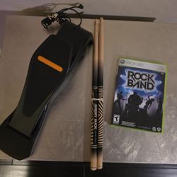 Xbox 360 Rock Band Game, Drum Pedal & Drum Sticks 