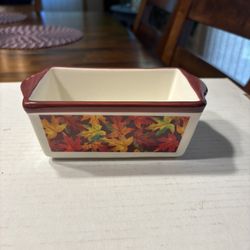 Ceramic Rectangle Small Baking Dish Leaf Design