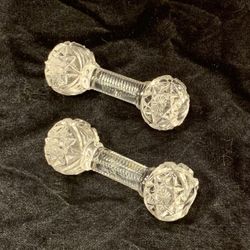Pair Of Vintage Crystal Glass Knife Rests