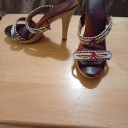 INDIAN BEADED RED,WHITE & YELLO WITH EAGLE.  SZ. 6  NEW NEVER WORN $10. see Description For Other Shoes.