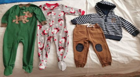 DKNY 2 Piece Jogger and 1 Piece Footie Long Sleeve Baby Boy Pajamas Size 18 Months 