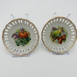 Vintage Japanese Imported Reticulated Nut Bowl 5” Lot Of 2