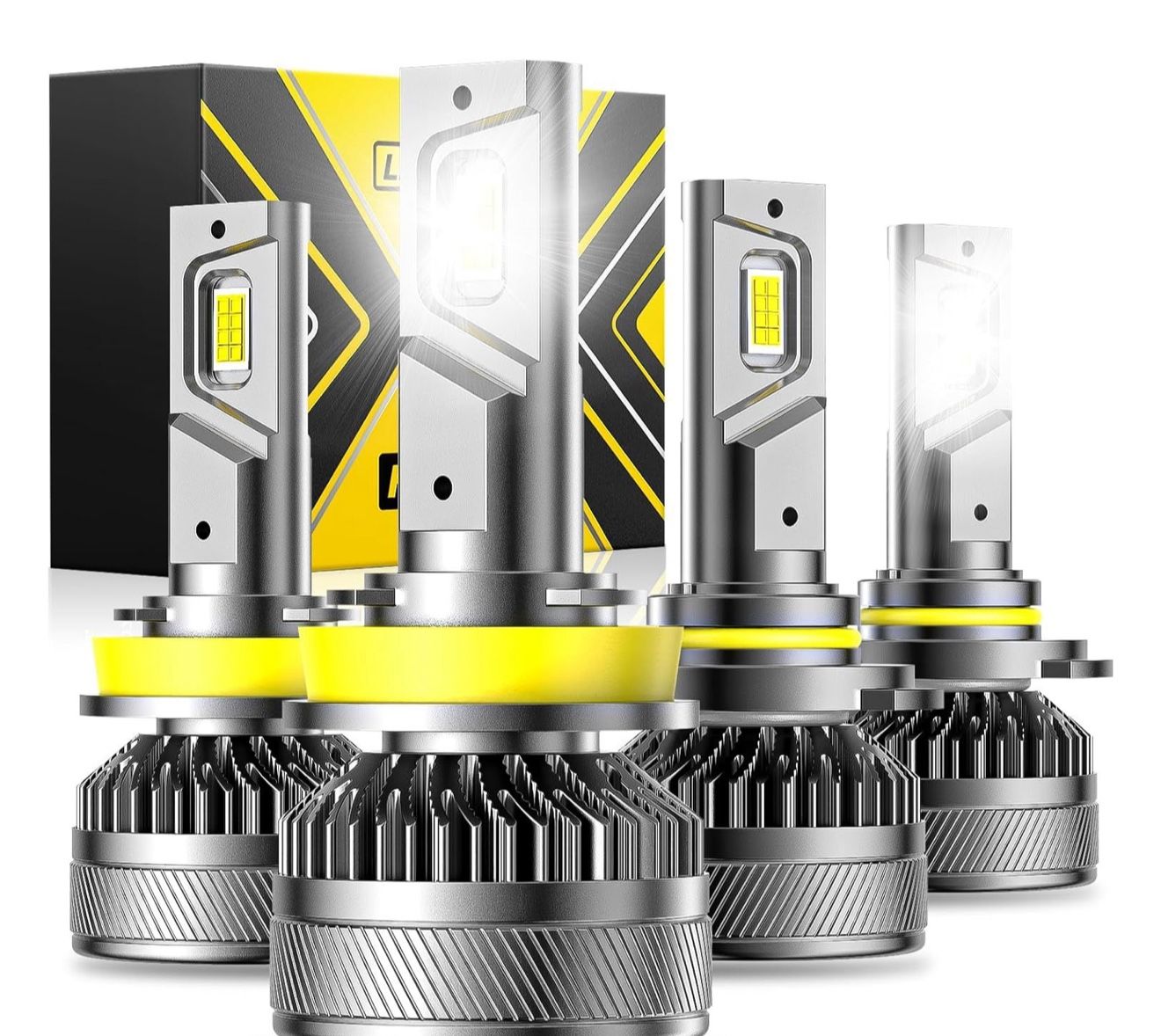 9005 H11 Light Bullbs Combo, 6500K Cold White Super Bright Fog Light, 140W, Pack of 4