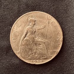 1908 edwardvs vii gold penny 